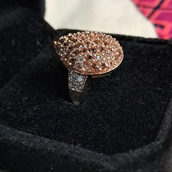 Natural Jenipapo Andalusite & Natural White Zircon Accented Cluster Style Ring - Picture 3 of 10